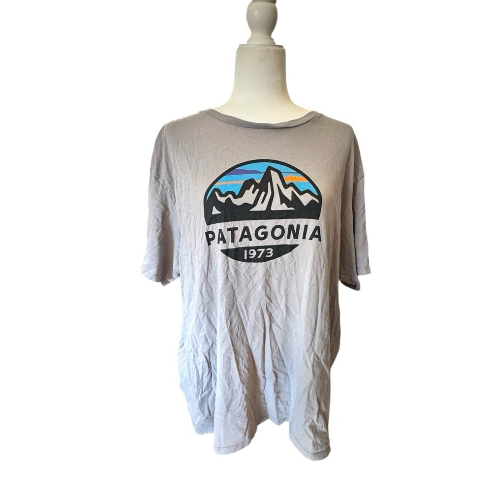 Patagonia‎ XL T-Shirt Gray 1973 Logo Tee Organic Cotton Regular Fit